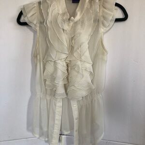 Miley Cyrus & Max Azria Ivory Ruffle Sleeveless Blouse